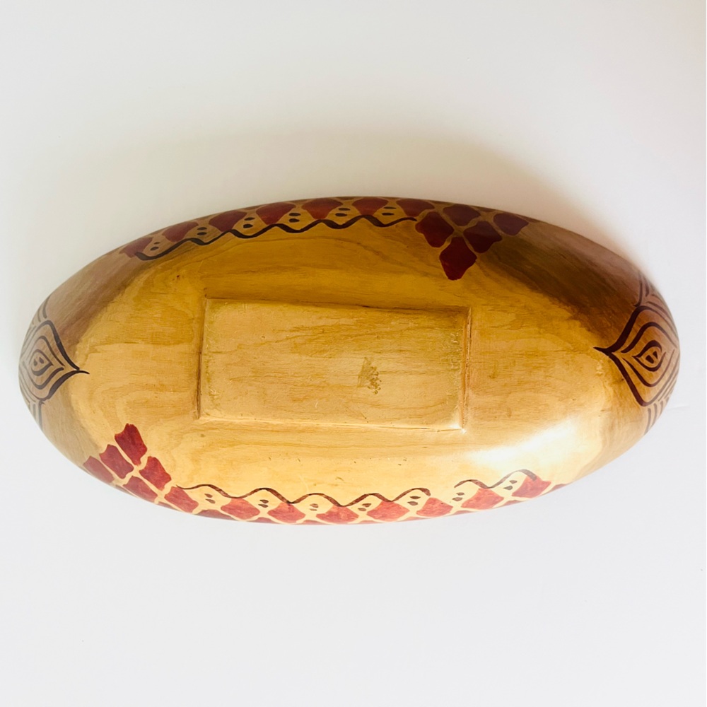 Hand-Carved African Wooden Oval Decorative Serving Dish - Picture 5 of 6